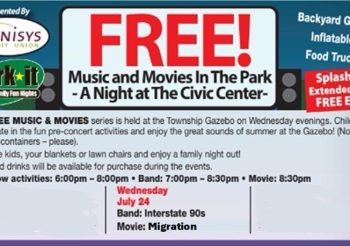 Clinton Township Music and Movie in the Park, Wednesday July 24th